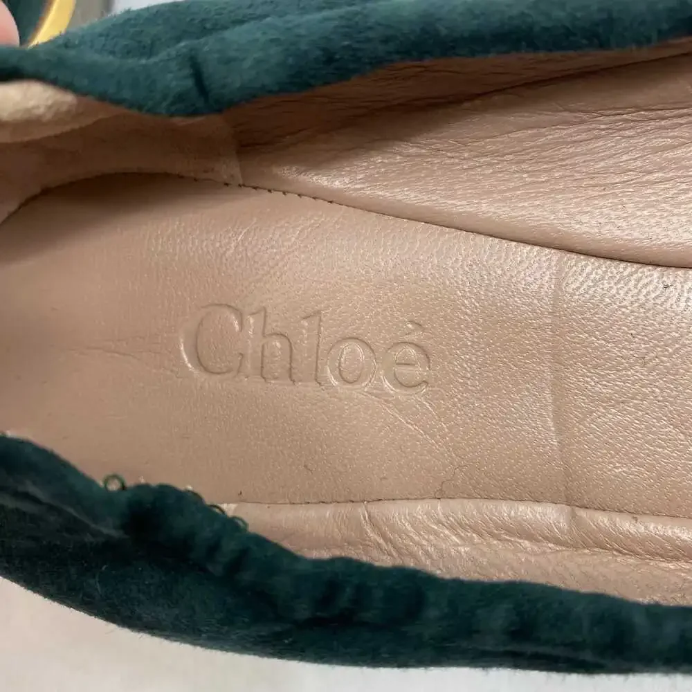Chloe Green Gold Camoscio Suede Flats | EU38 (7 US)